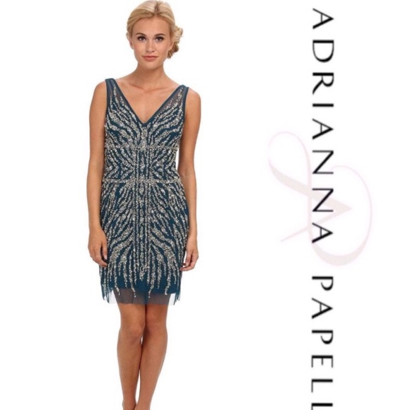 Adrianna Papell Dresses & Skirts - Adrianna Papell short teal embellished dress